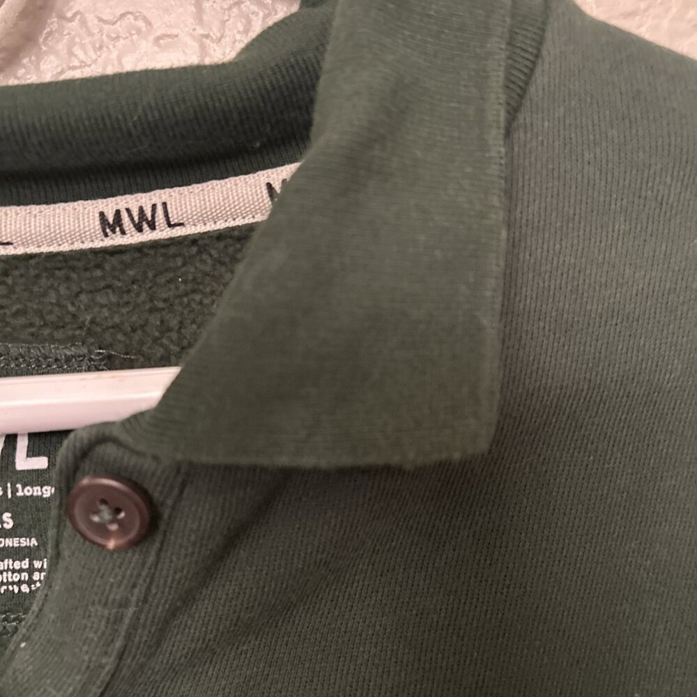 Madewell‎ MWL Betterterry Crop Polo Sweatshirt Forest Green Size XS - Picture 3 of 7